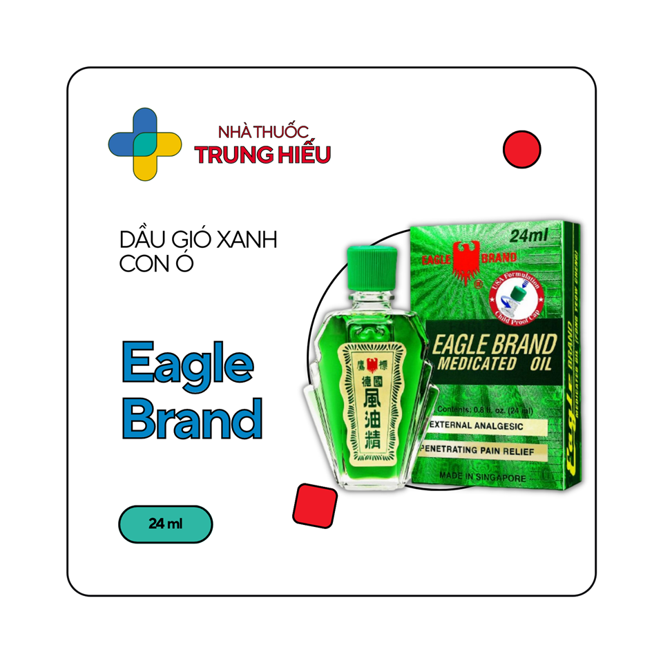 24ml Dầu Gió Xanh Con Ó 2 Nắp - Eagle Brand Medicated Oil - Nhập U.S.A