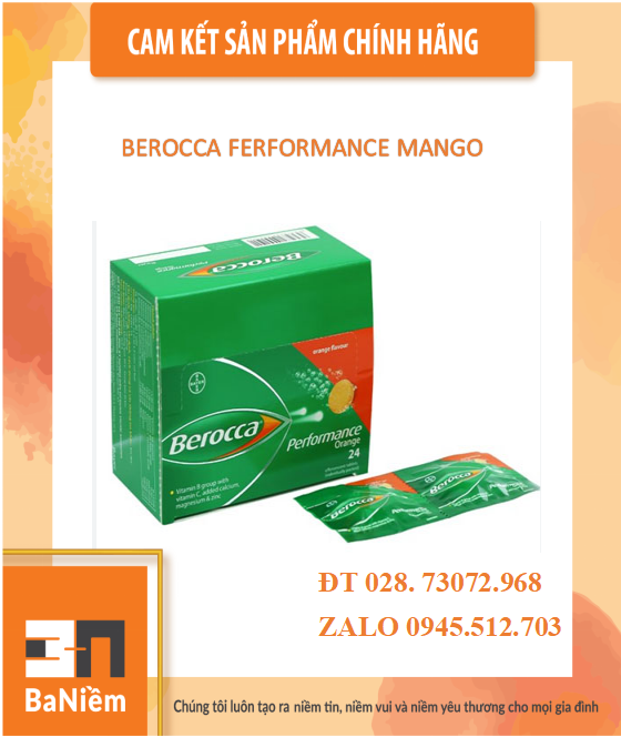 Viên sủi bổ sung Vitamin Berocca Performance Mango 24 Viên Hộp