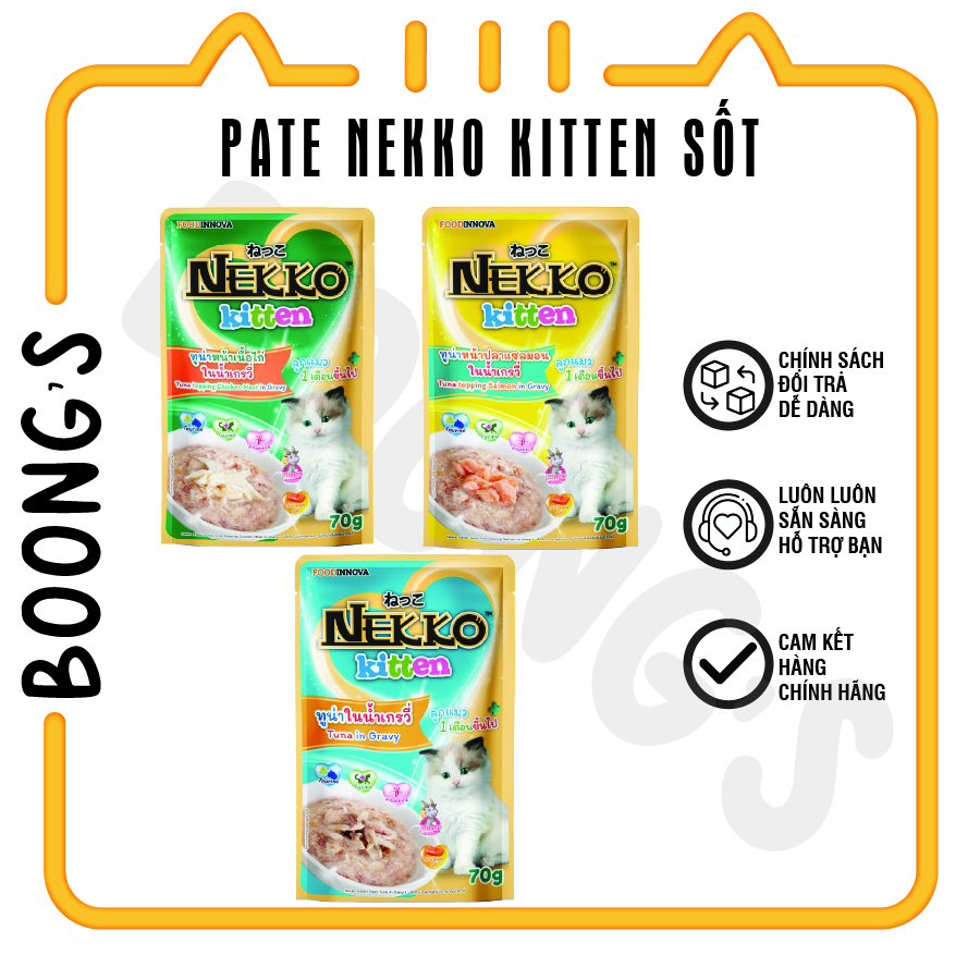 Pate Nekko Kitten dạng sốt dành cho mèo con 70gr