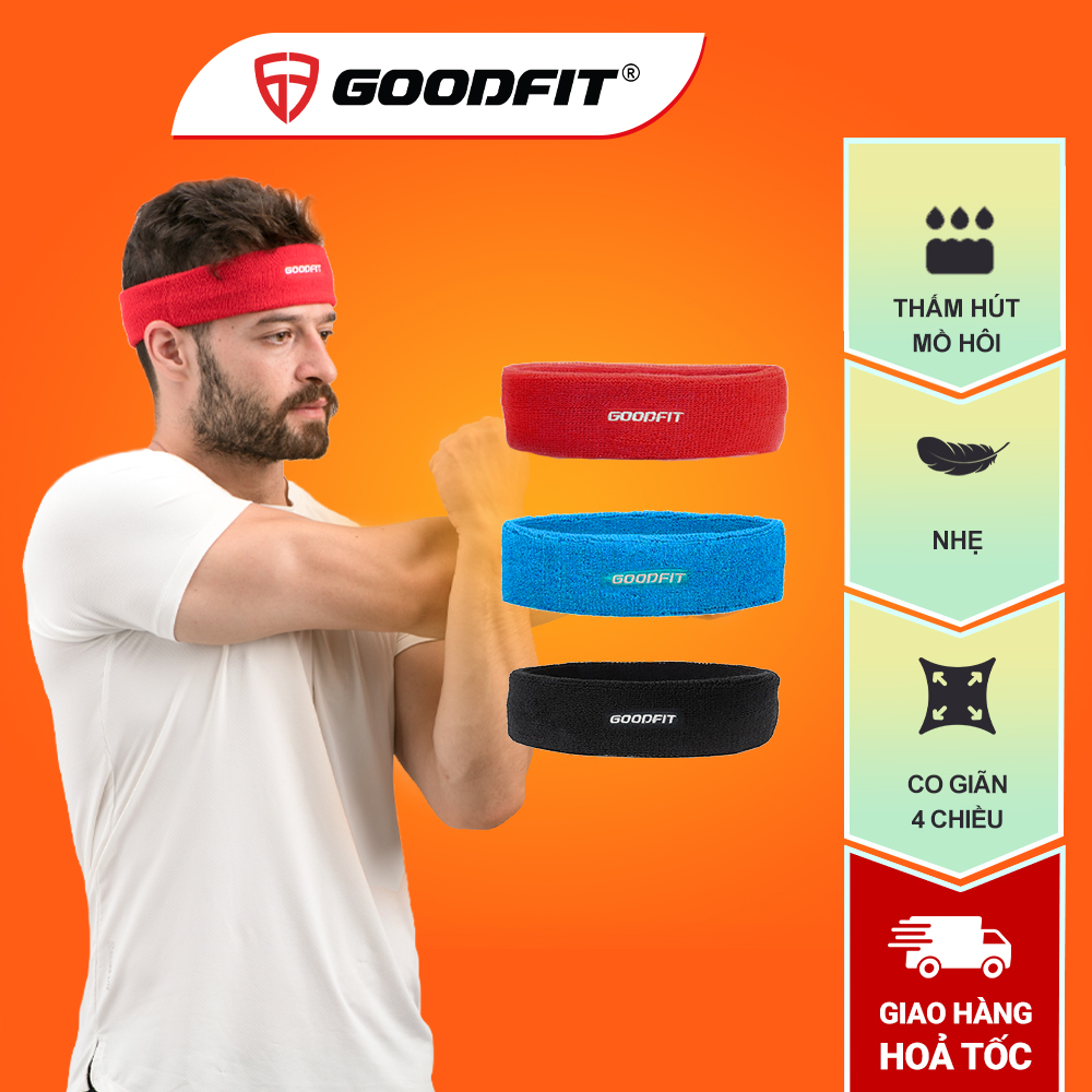 Băng đô thể thao, băng đô rửa mặt, cài tóc GoodFit chất vải cotton mềm mại, thấm hút mồ hôi GF802SB