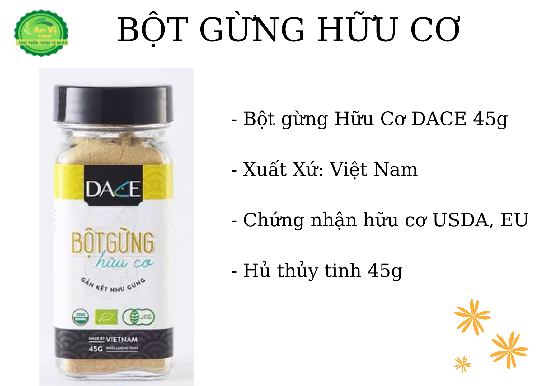 Bột gừng hữu cơ dace