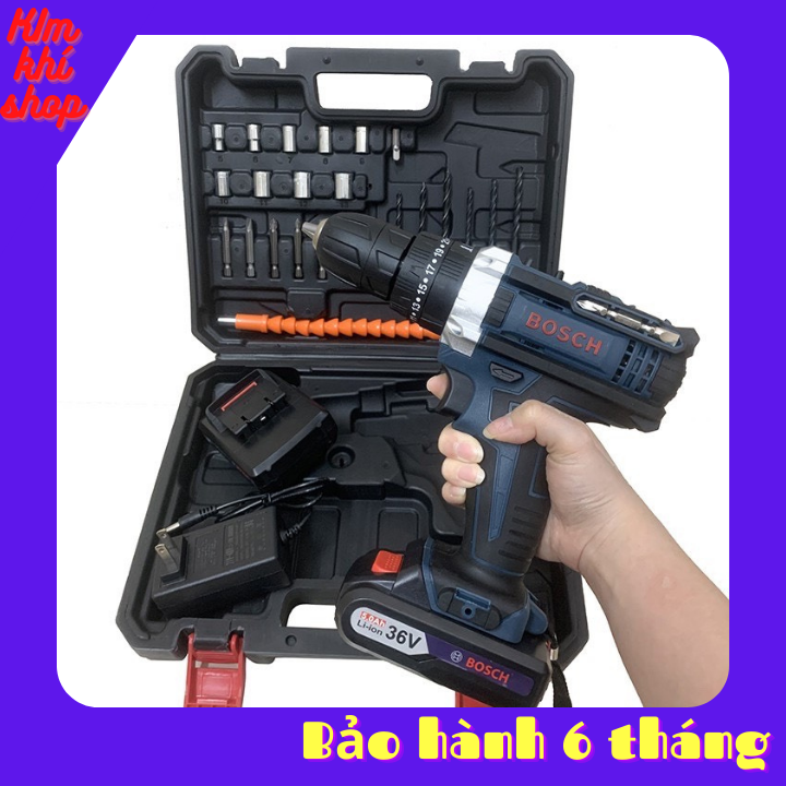 Máy Khoan Pin BOCH 36V Có Búa  Kèm Bộ Phụ Kiện 24 chi tiết động cơ dây đồng