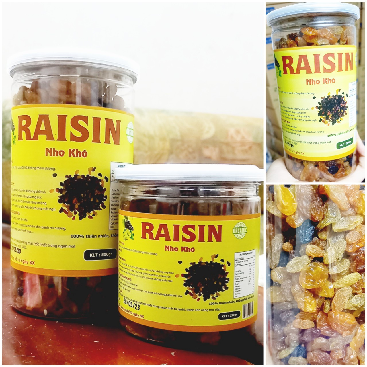 Nho sấy khô raisin mix 3 màu hũ 250gr-500gr