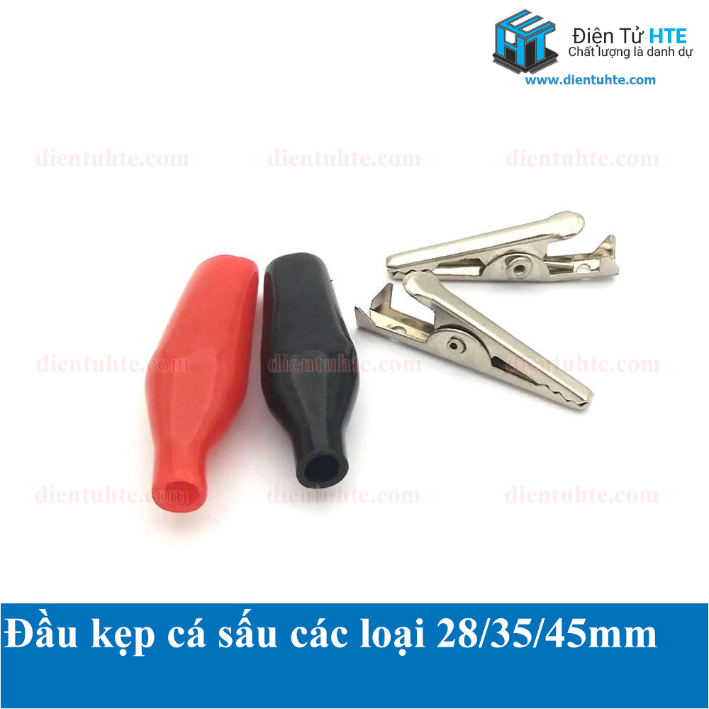 Combo 5 cặp đầu kẹp cá sấu đen + đỏ