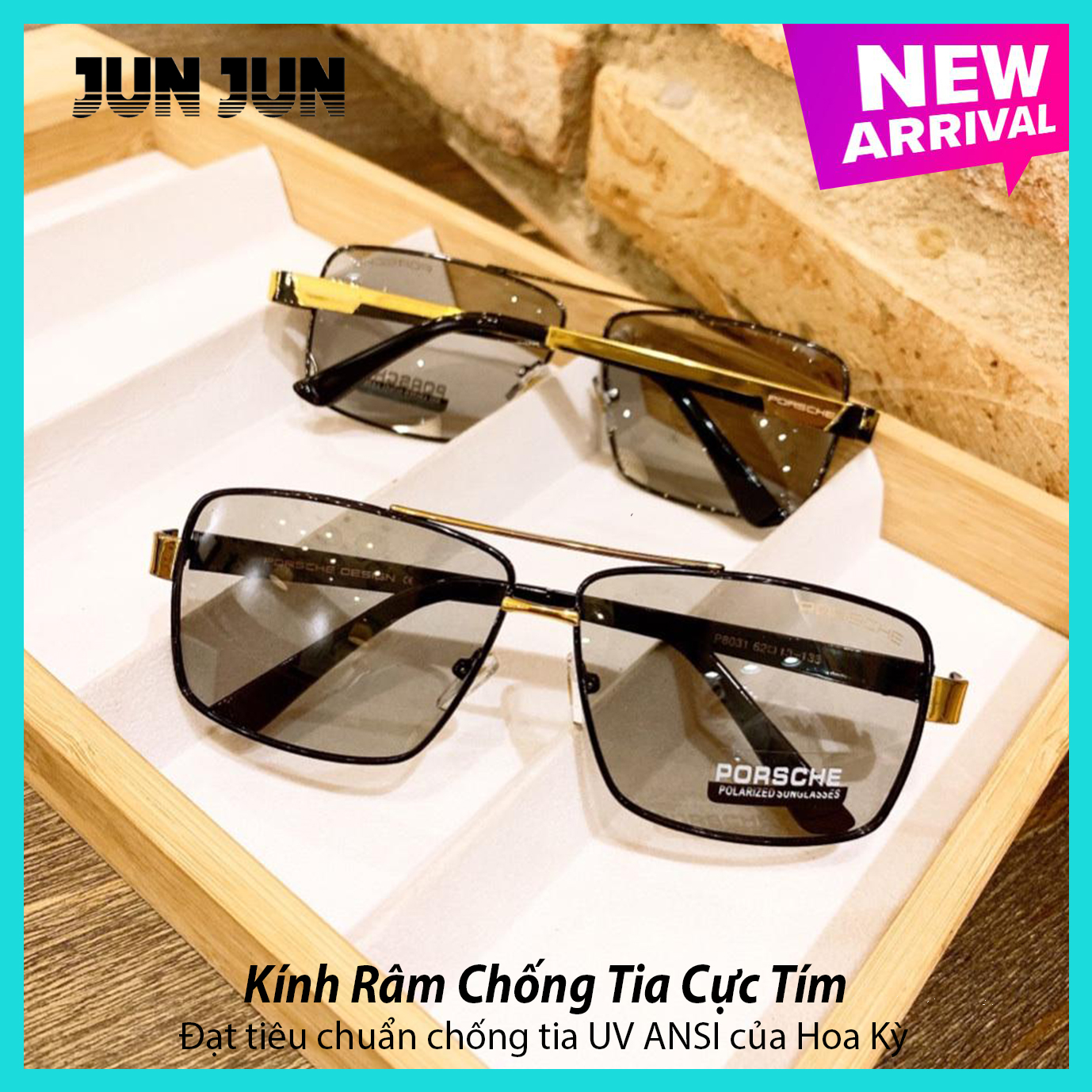 Kính mát nam cao cấp tròng kính đổi màu khi đi ra nắng đổi màu theo nhiệt độ - Mắt kính chống tia UV viền kim loại POR8031