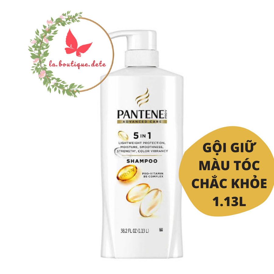 Dầu gội dưỡng tóc chắc khỏe giữ màu tóc Pantene Shampoo Pro-Vitamin B5 Complex 5in1 1.13L - Hàng Mỹ