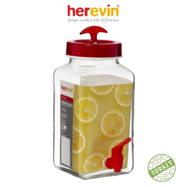 Hũ Thủy Tinh Herevin Vuông Có Vòi 3L - HEHU137062-001
