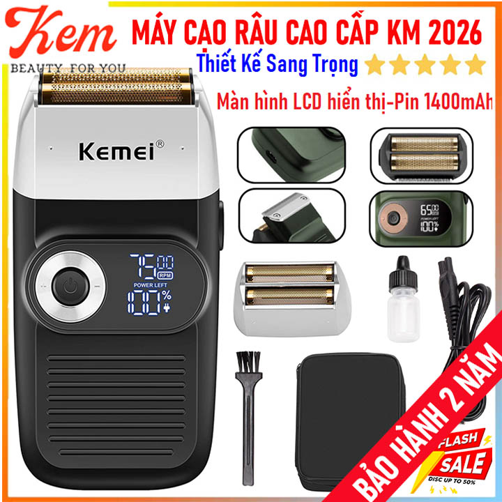 Máy cạo râu râu đa năng, máy cạo râu khô kemei 2026, tông đơ cạo râu , máy cạo dâu, máy cạo dâu nam, máy cạo dâu không dây