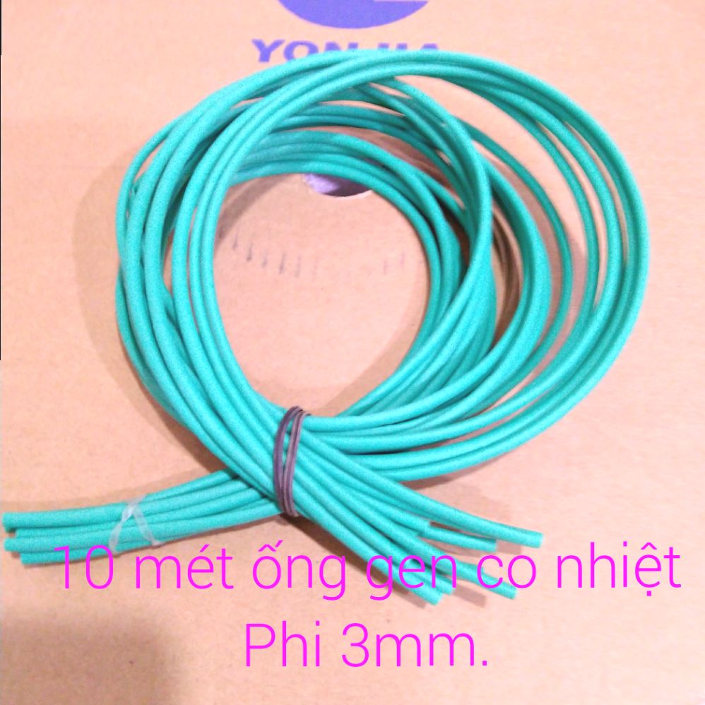 10 mét ống gen co nhiệt phi 3mm màu xanh lá.