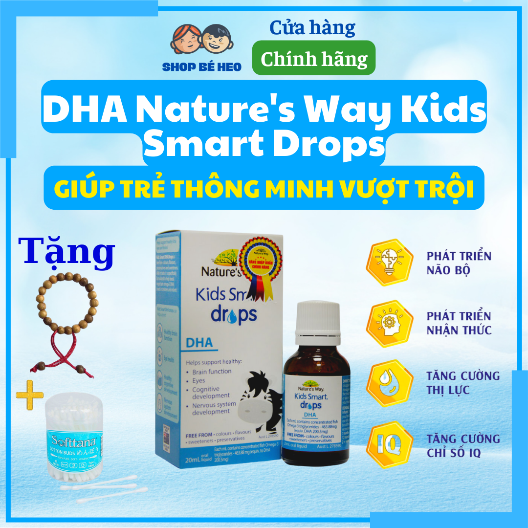 Dha nature's way kids smart drops 20ml, dạng giọt giúp tăng iq, phát triển não bộ cho bé , giúp bé thông minh, date mới