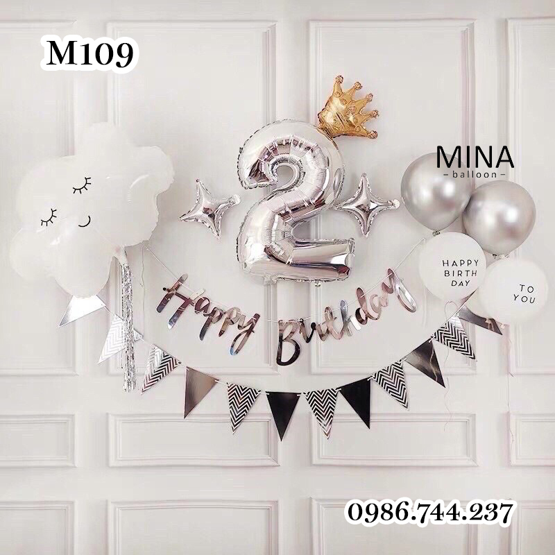 Set bóng trang trí sinh nhật phong cách hàn quốc màu ánh kim