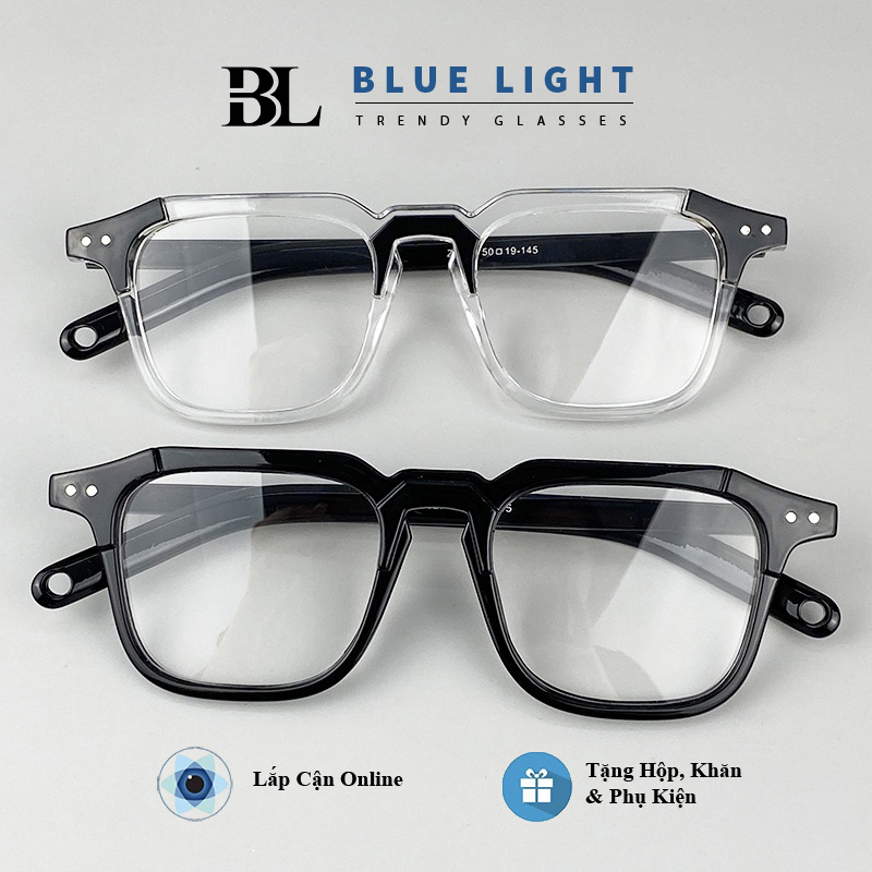  Gọng Kính Cận Kính Giả Cận Nam Nữ Mắt Vuông Cá Tính Nhựa Siêu Nhẹ Hàn Quốc - BLUE LIGHT 