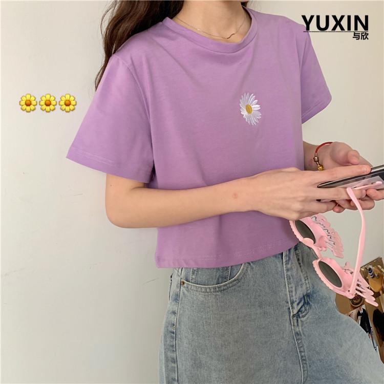 Áo thun nữ in hoa croptop vải cotton thoáng mát, mềm mịn, áo croptop nữ thời trang