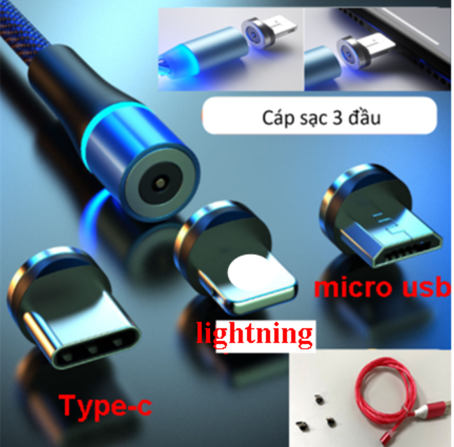 [HCM]Đầu sạc nam châm rời cho cáp sạc đủ 3 loại cổng LIGHTNING/ MICRO USB/ TYPE-C