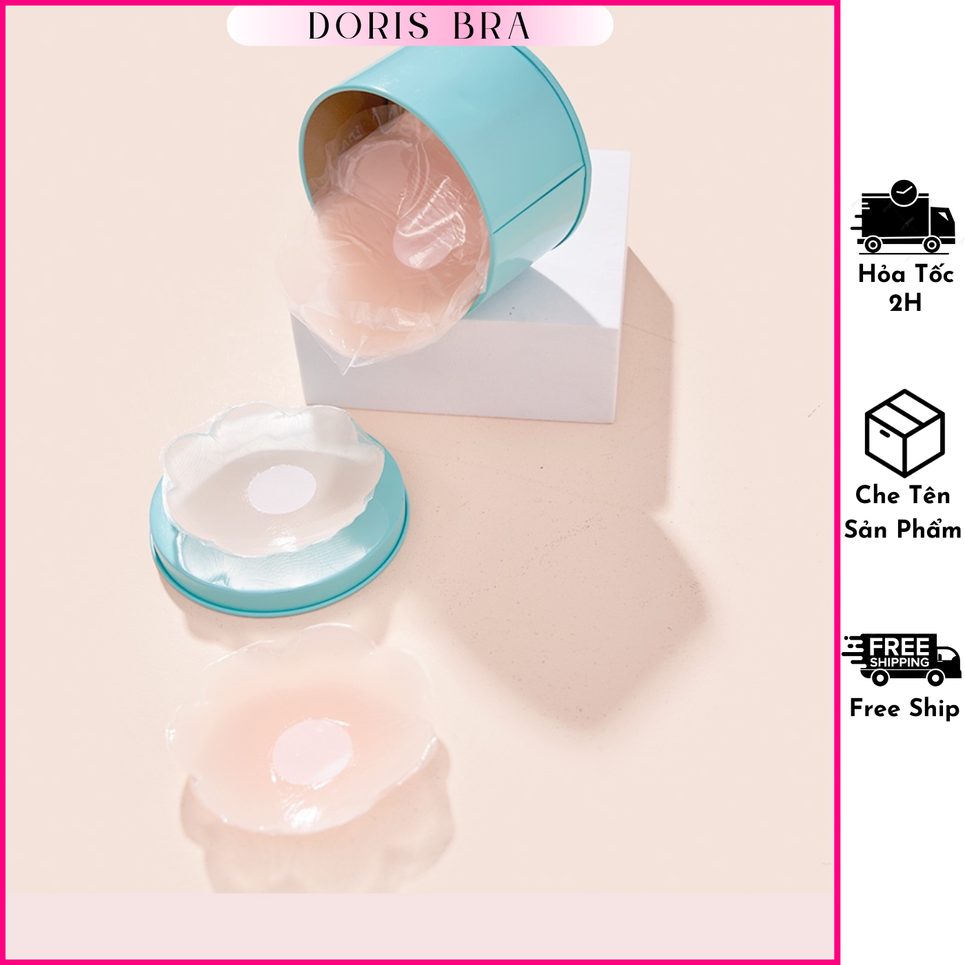Hộp 10 Miếng dán ngực silicon dùng nhiều lần - Doris.Bra