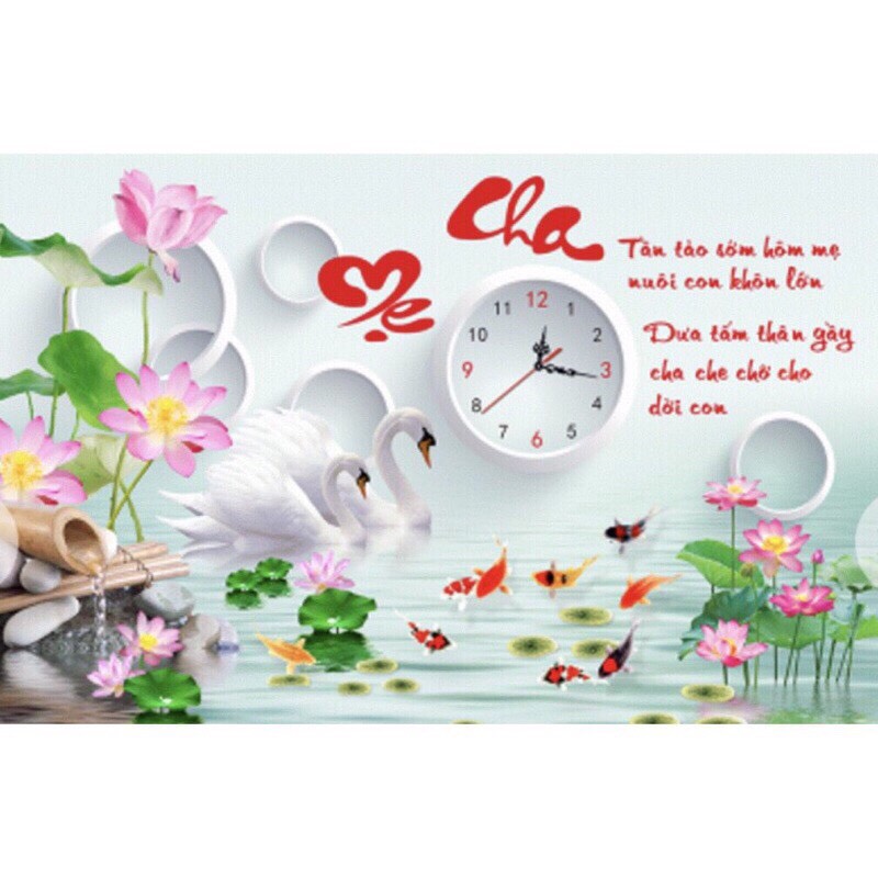 Tranh đính đá Đồng Hồ Cha Mẹ lg1635 (75x50) chưa đính