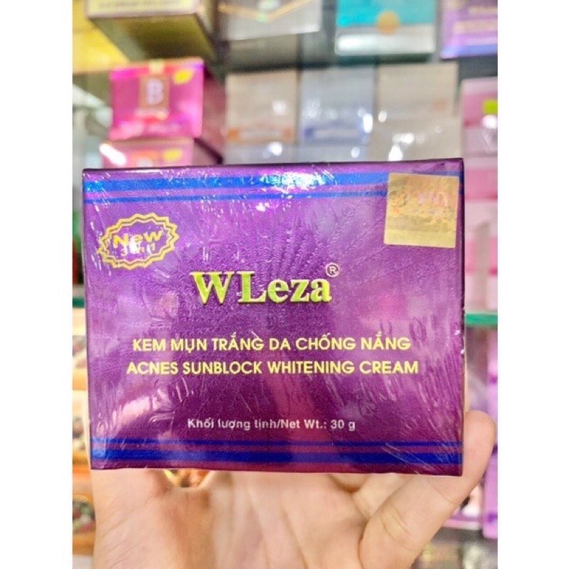 Kem Wleza tím mụn, chống nắng, dưỡng trắng da 30g