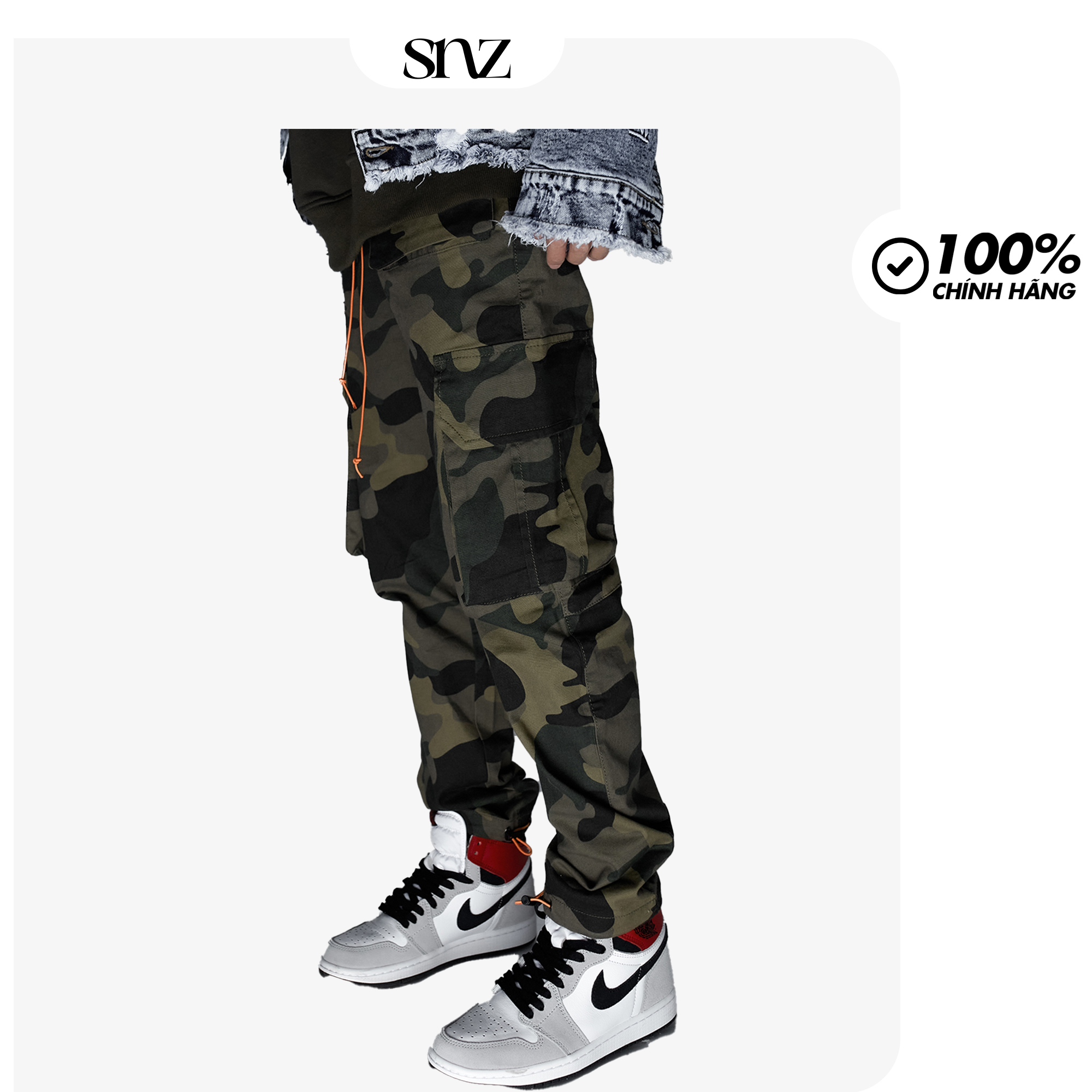 Quần kaki nam snazzy túi hộp ống rộng dáng suông phong cách cargo pants