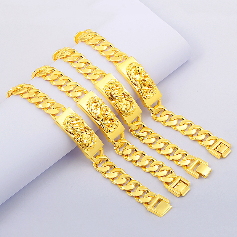 Mạ đồng 24k vòng tay nam vàng quà tặng rồng vòng đồng hồ đeo tay
