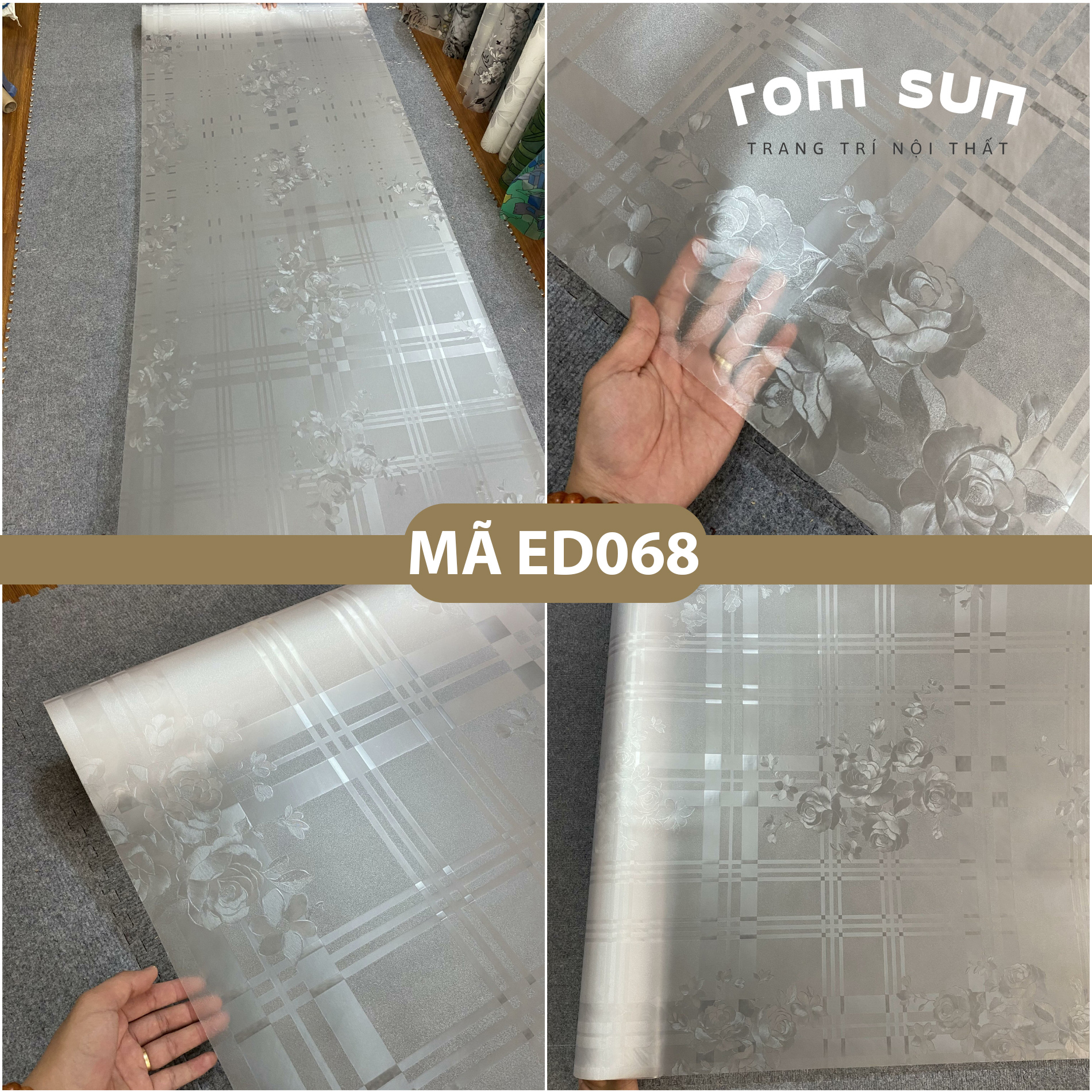 Giấy đề can dán kính mờ 3D dán văn phòng  khổ 90cm, decal dán kính chống nhìn trộm phòng tắm,phòng ngủ hoa hồng mờ