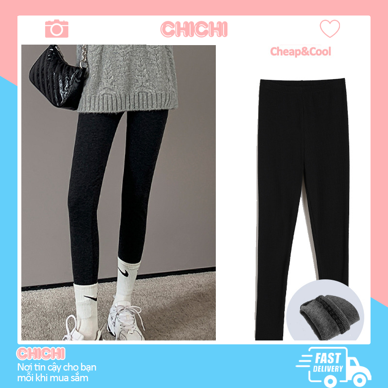 Quần legging nữ dài fnlm thun gân cotton dầy dặn cao cấp nâng mông cạp cao ChiChi HM09