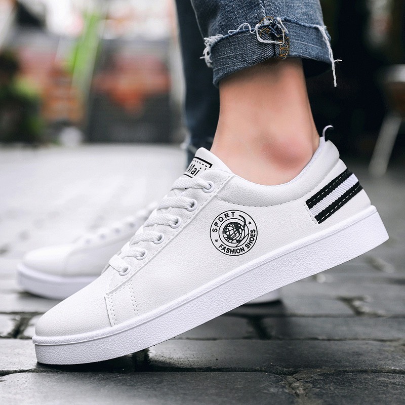 Giày nam thể thao sneaker - Fashion KuMaii gót kẻ đen siêu đẹp