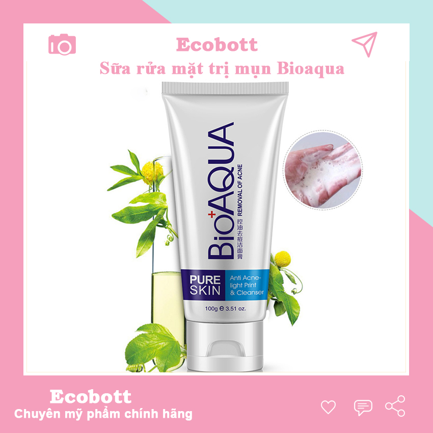 Sữa rửa mặt cho da mụn da dầu Bioaqua Pure Skin Anti Acne Cleanser 100G