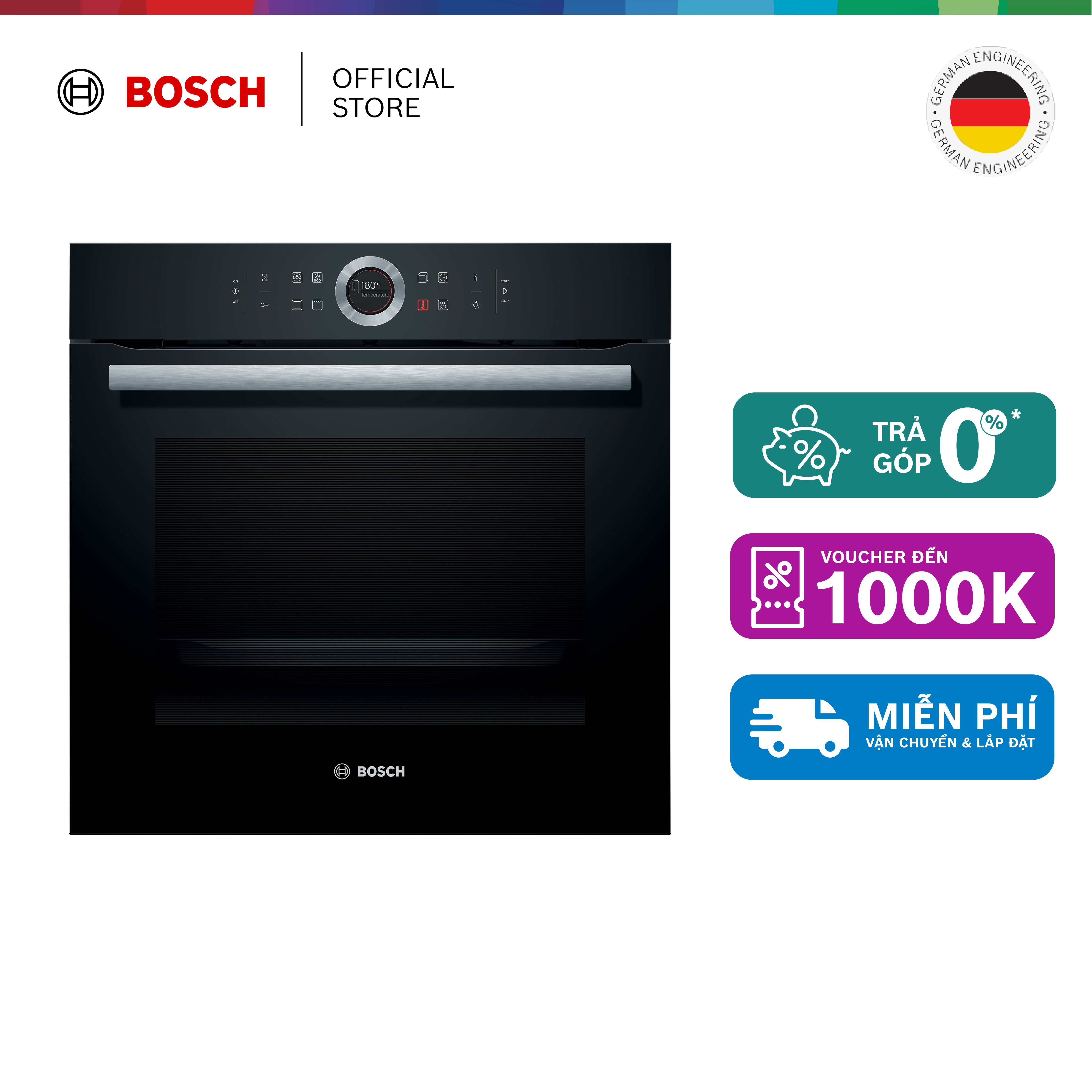 Lò nướng âm tủ 71l 3600 w hbg633bb1b - series 8 - hàng chính hãng