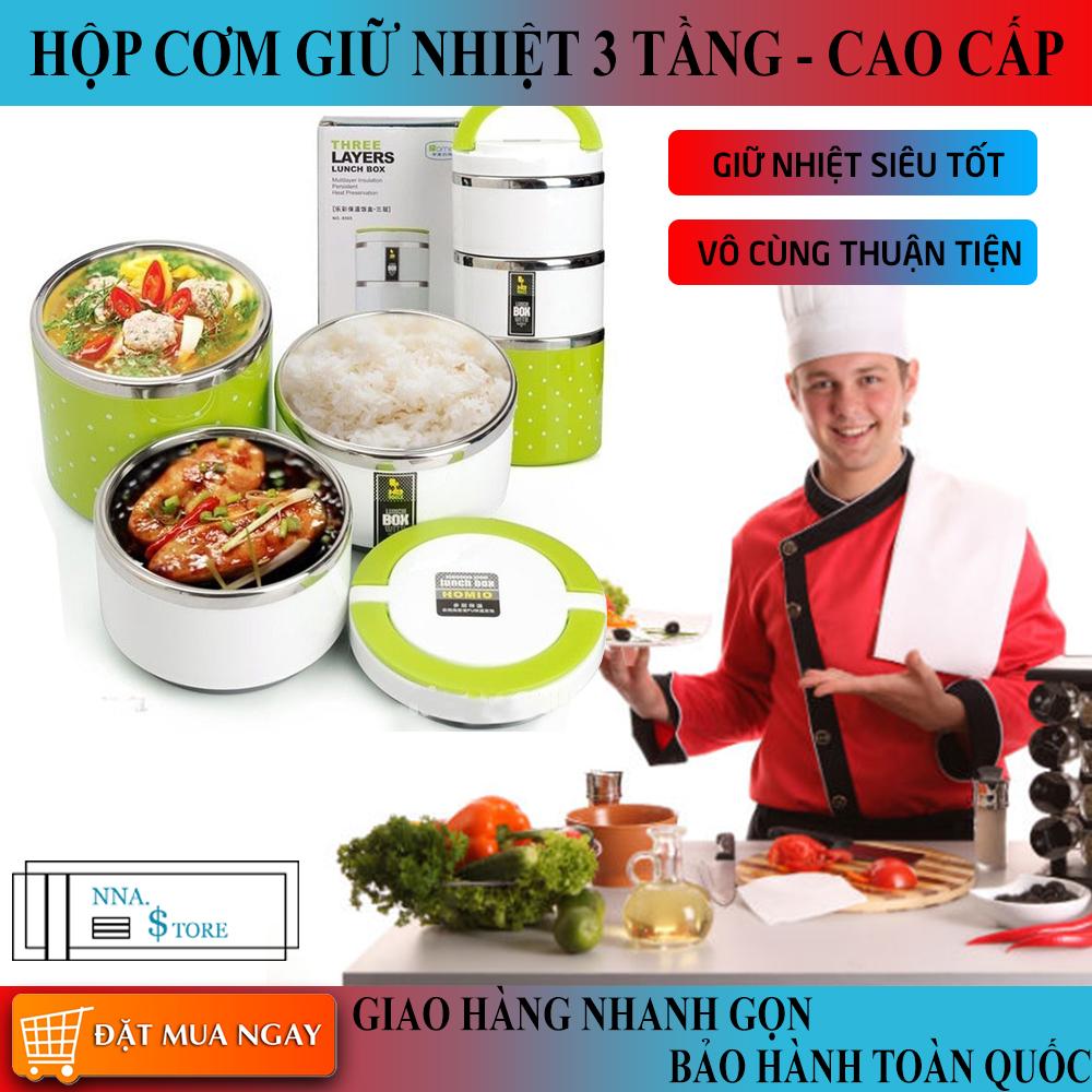 Hộp Cơm Giữ Nhiệt, Hộp Đựng Cơm Giữ Nhiệt, Hộp Cơm 3 Tầng, Cà Mèn Giữ Nhiệt - [CAM KẾT] 3 Ngăn Riêng Biệt Giúp Phân Chia Loại Thức Ăn Dễ Dàng. Chống Tràn Cực Tốt, Giữ Nhiệt Từ 5 - 6 Tiếng. Giá Sốc - MUA NGAY!!!
