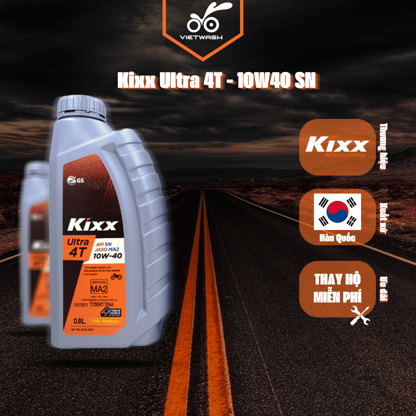 [KIXX] Nhớt xe số Kixx Ultra 4T 10W40 API SN 800ml/1L [MIỄN PHÍ CÔNG THAY NHỚT]