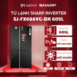 Tủ lạnh Sharp Inverter 605 lít Multi Door SJ-FX688VG-BK | Tủ lạnh 4 cửa Sharp FX688VG mặt kính đen sang trọng ứng dụng công nghệ tiết kiệm điện J-tech Inverter