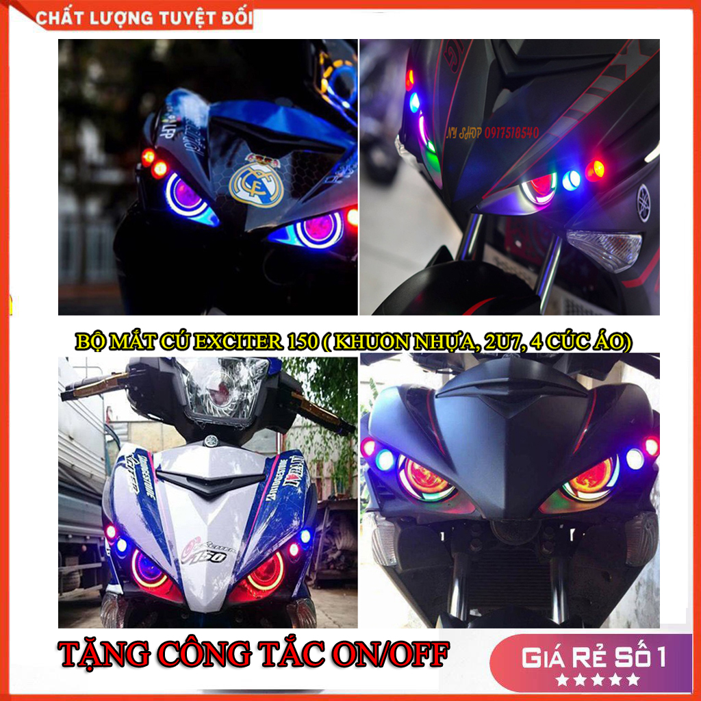 ĐÈN MẮT CÚ ĐỦ ĐÈN CHO EXCITER 150( 2U7, 4 CÚC ÁO)-TẶNG CÔNG TẮC ON/OFF
