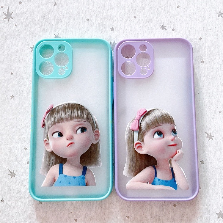 Ốp dẻo viền màu hình cô bé iphone 12/ 12 pro max/ 7 plus/ 8 plus/ 6/ 6s/ 6 plus/ 6s plus