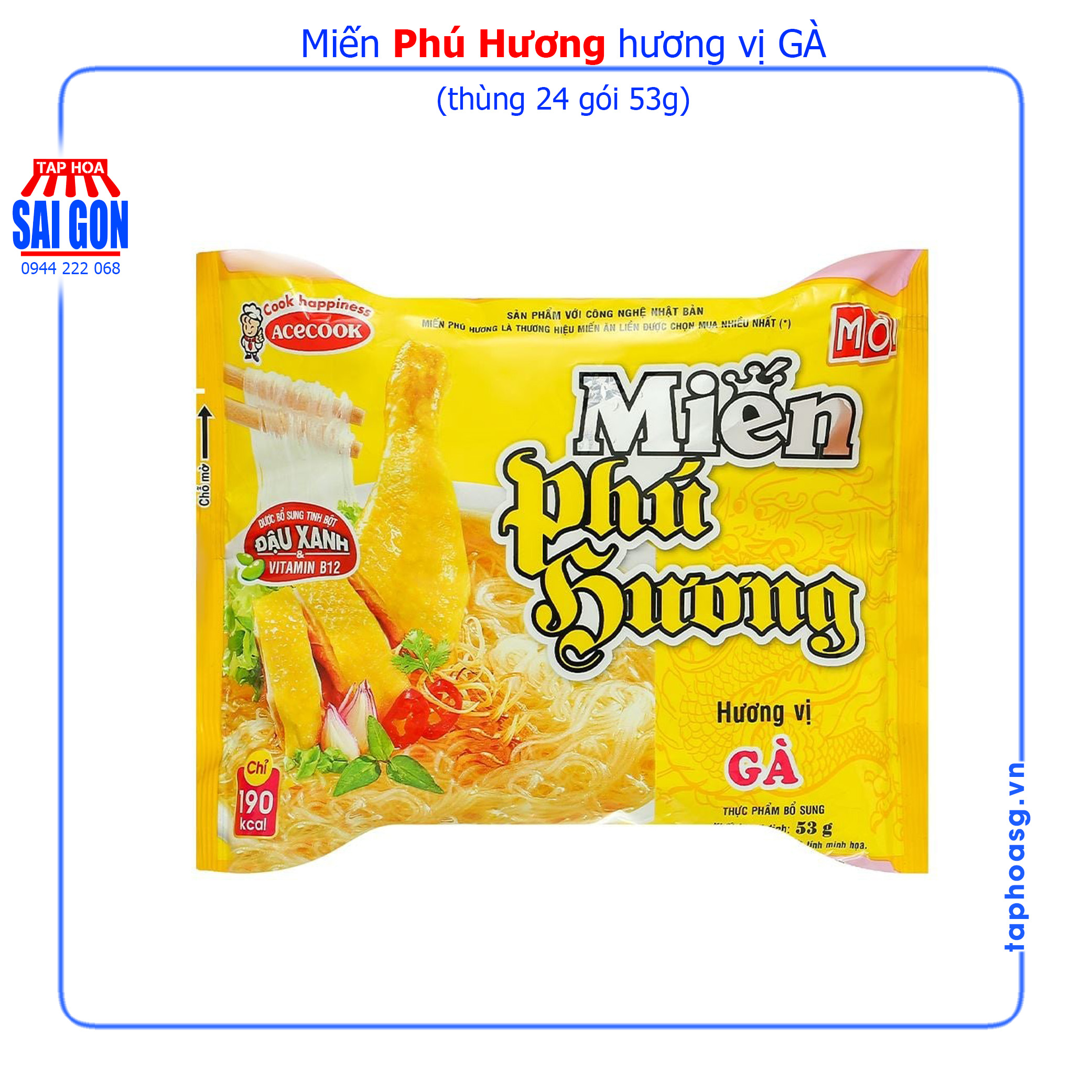 Miến Phú Hương Acecook Vị Sườn Heo/Gà/Thịt Bằm/Lẩu Thái Tôm/Thịt Heo Nấu Măng món không thể thiếu trong gian bếp Việt
