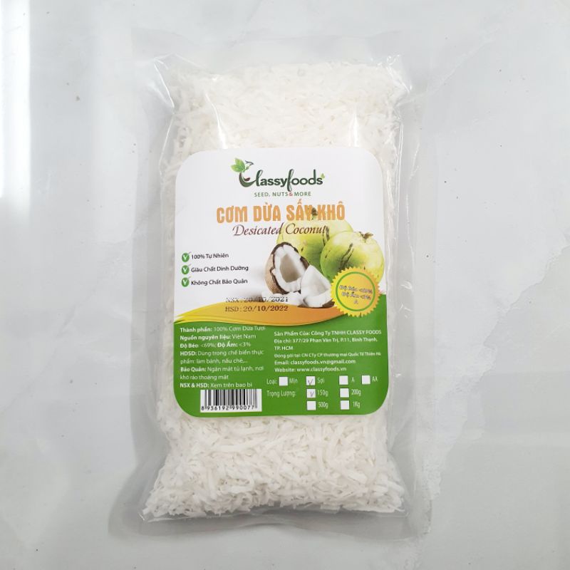 Dừa Sấy Sợi hiệu Classy Foods gói 150gr