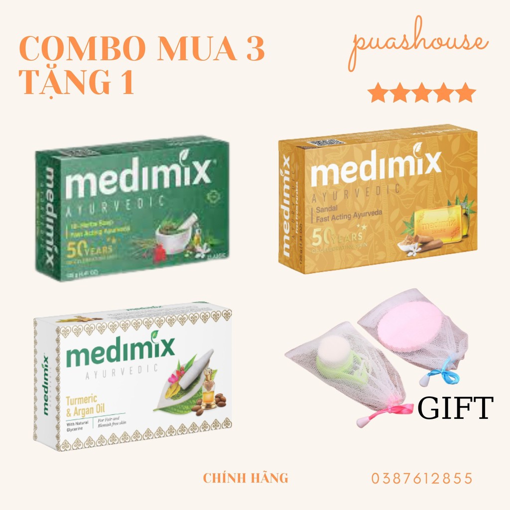Combo mua 3 tặng 1 xà phòng medimix cho lưng xinh 125g