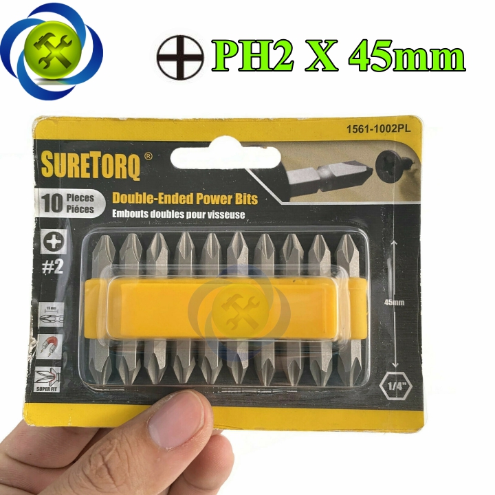 Mũi vặn vít 2 đầu ph2 suretorq 1561-1002 pl màu xám dài 45mm