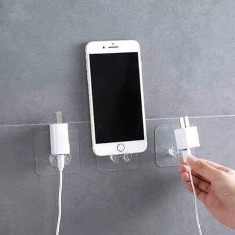 10 Móc Dán Tường Kẹp Giữ Dây Điện, Phích Cắm Điện/ Kê Đỡ Sạc Điện Thoại - Móc Treo Đồ Đa Năng