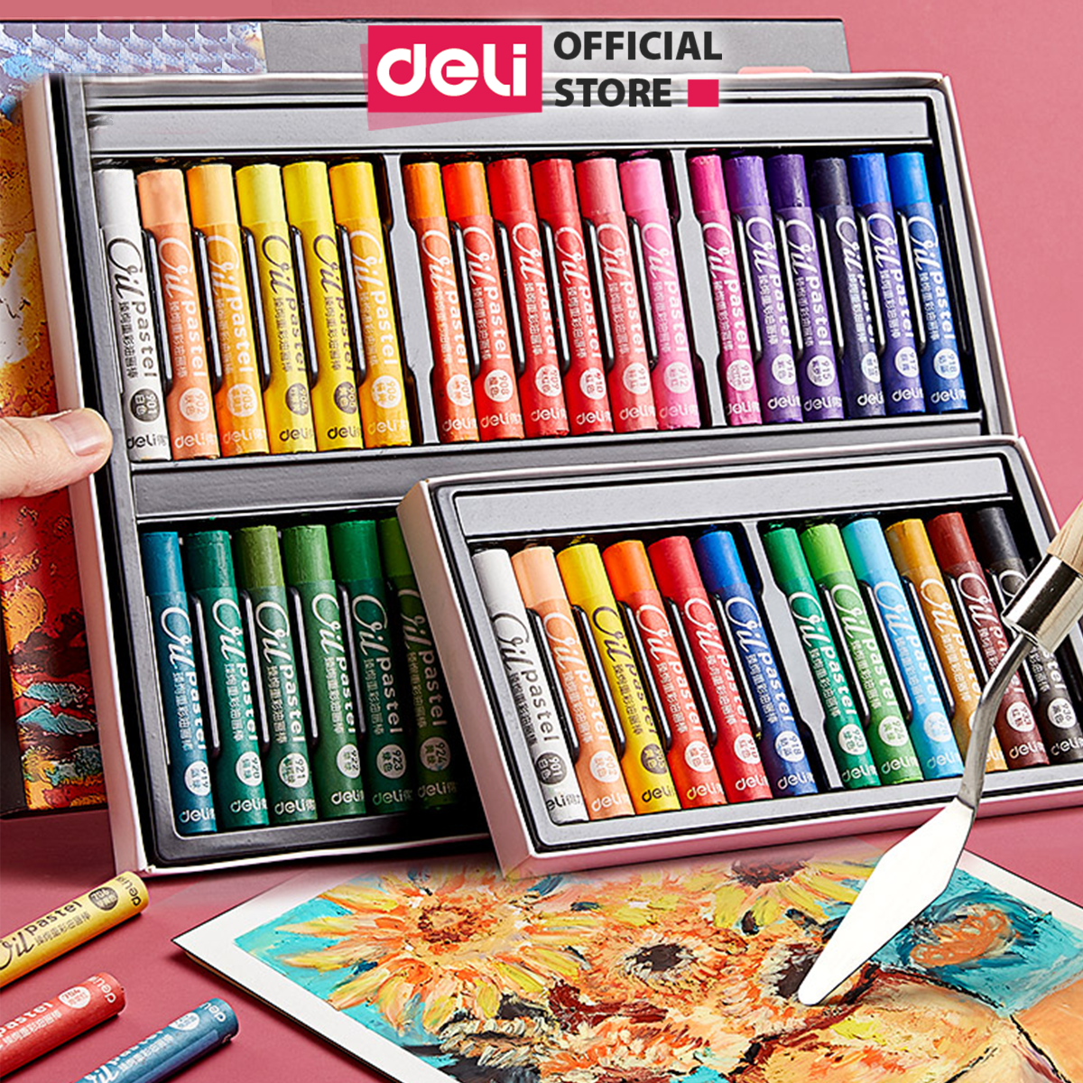 Bút màu sáp dầu chuyên nghiệp Deli –12/24/36 màu- mầu vẽ học sinh,màu đậm, sắc nét - 72133