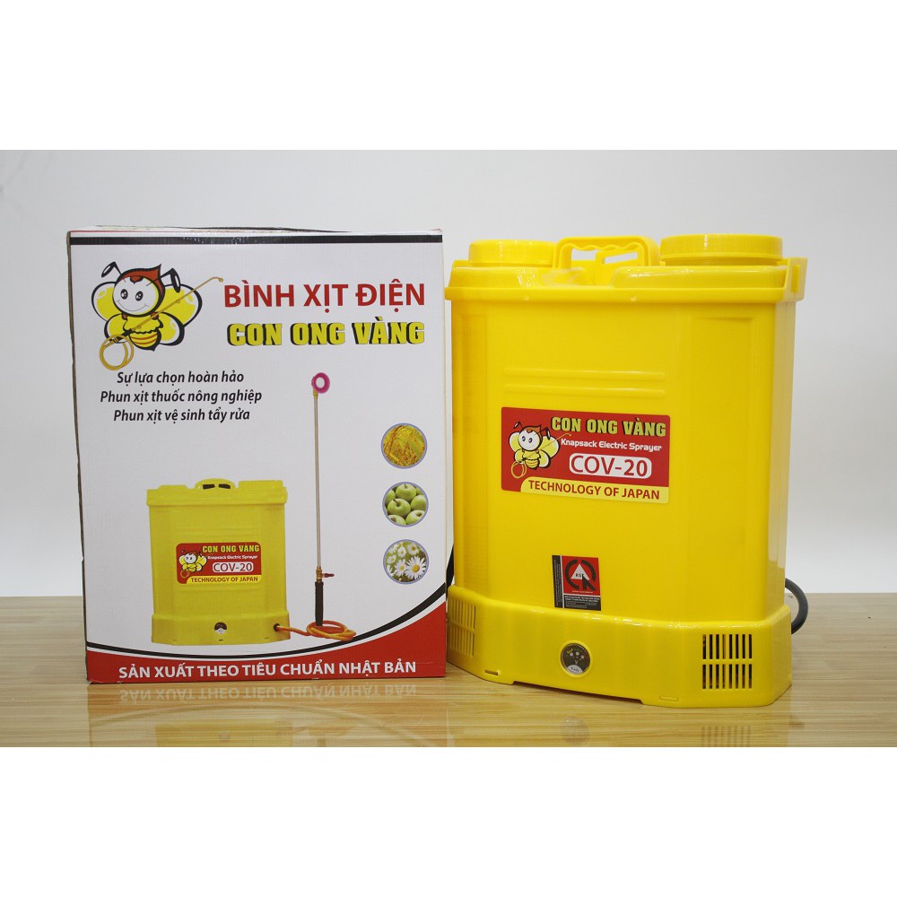 Bình xịt điện con ong vàng cov 20d - bình 20l- 12v-8ah -an toàn -tiết kiệm bảo vệ môi tường