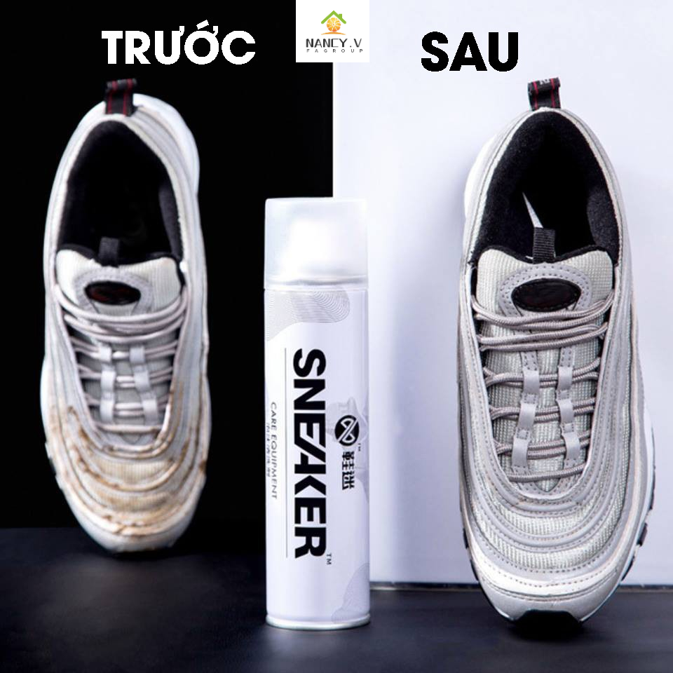 Chai xịt tạo bọt vệ sinh giày sneaker cao cấp 300ml/nắp chai có bàn chải