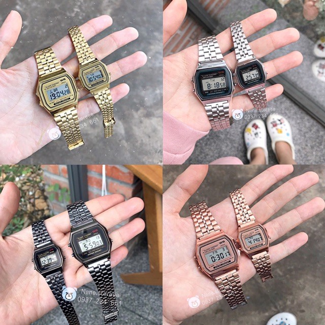  Đồng hồ nam nữ Casio A159 WR unisex dây thép kiểu dáng thể thao cho tuổi teen-Gozid.watches 