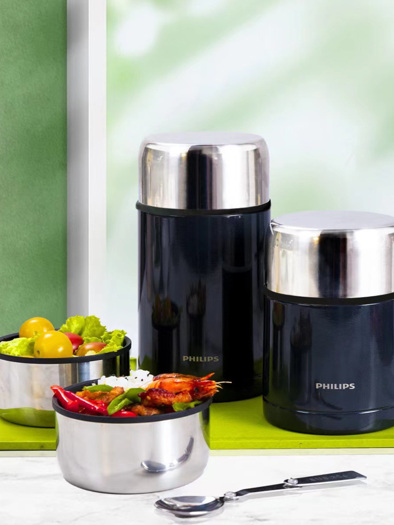 Bình ủ cháo Philips kèm muỗng, Nồi hầm Philips giữ nhiệt, hộp ủ cháo, yến mạch di động Philips, Bình giữ nhiệt