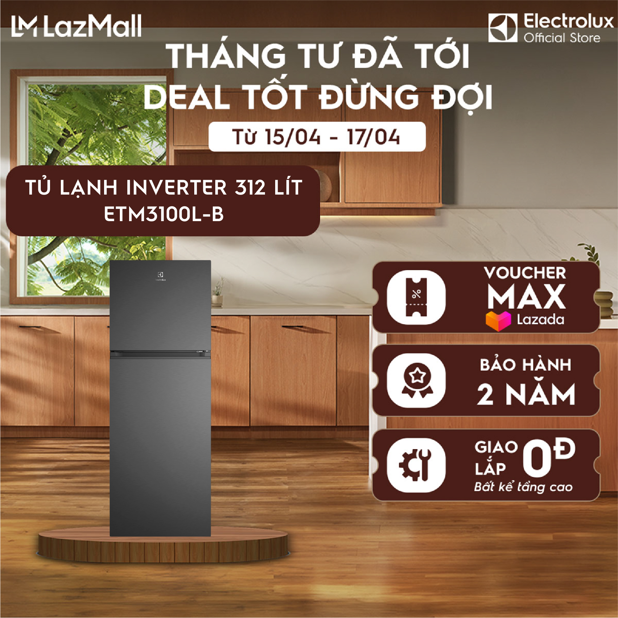 Tủ lạnh Electrolux AI ngăn đá trên 312L Series 700 - ETM3100L-B