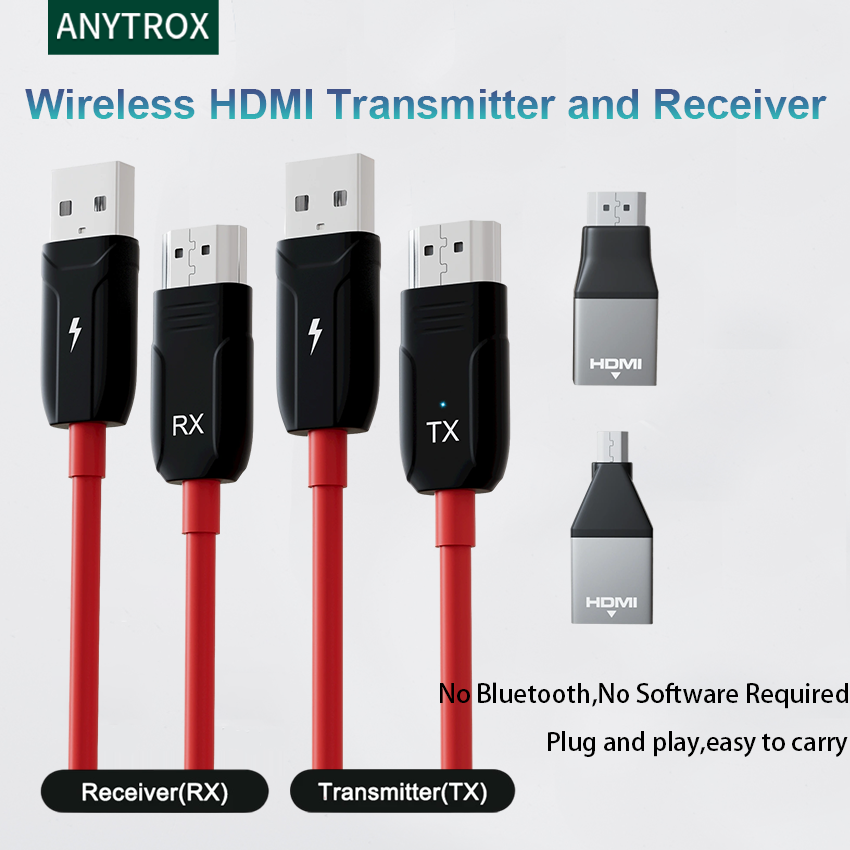 ANYTROX Bộ phát và thu HDMI không dây Bộ phát TV HDMI không dây Điện cắm