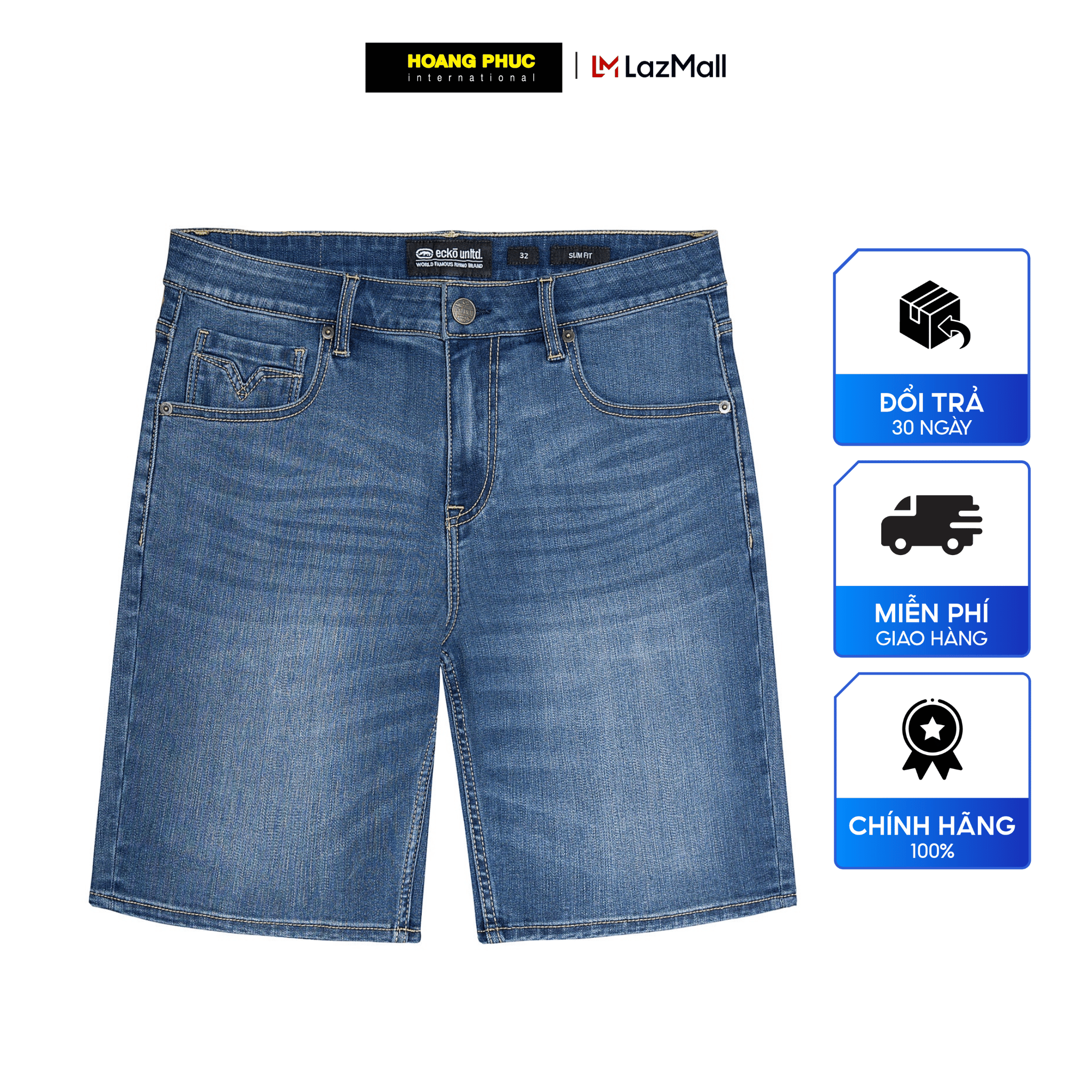 Quần short jeans nam ECKO UNLTD kiểu dáng cá tính, phong cách IS24-05092_SLIM