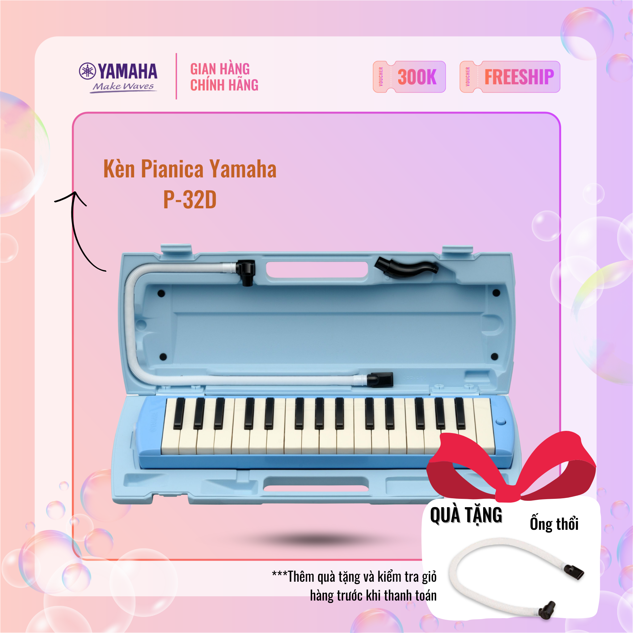 Kèn Pianica YAMAHA P-32D 32 phím mini kèm case nhựa đi kèm - Phù hợp cho việc giải trí và giáo dục