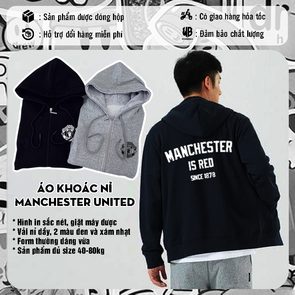 [giảm ngay 29k khi mua 2 áo] Áo Khoác MU Mẫu Áo Khoác nam thể thao mới Manchester United, áo khoác chống nắng, giữ ấm vải nỉ dầy
