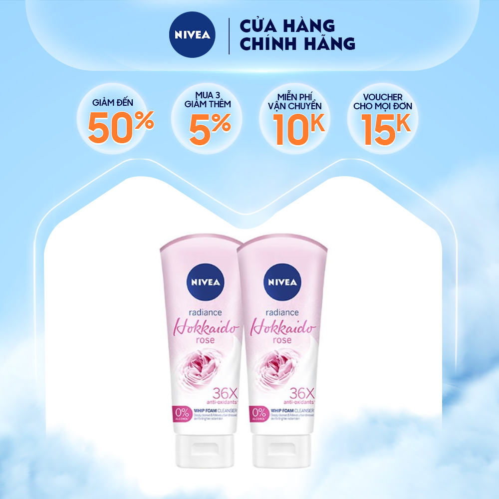 Combo 2 Sữa rửa mặt tạo bọt chiết xuất hoa hồng Nivea radiance Hokkaido rose 100g - 84984
