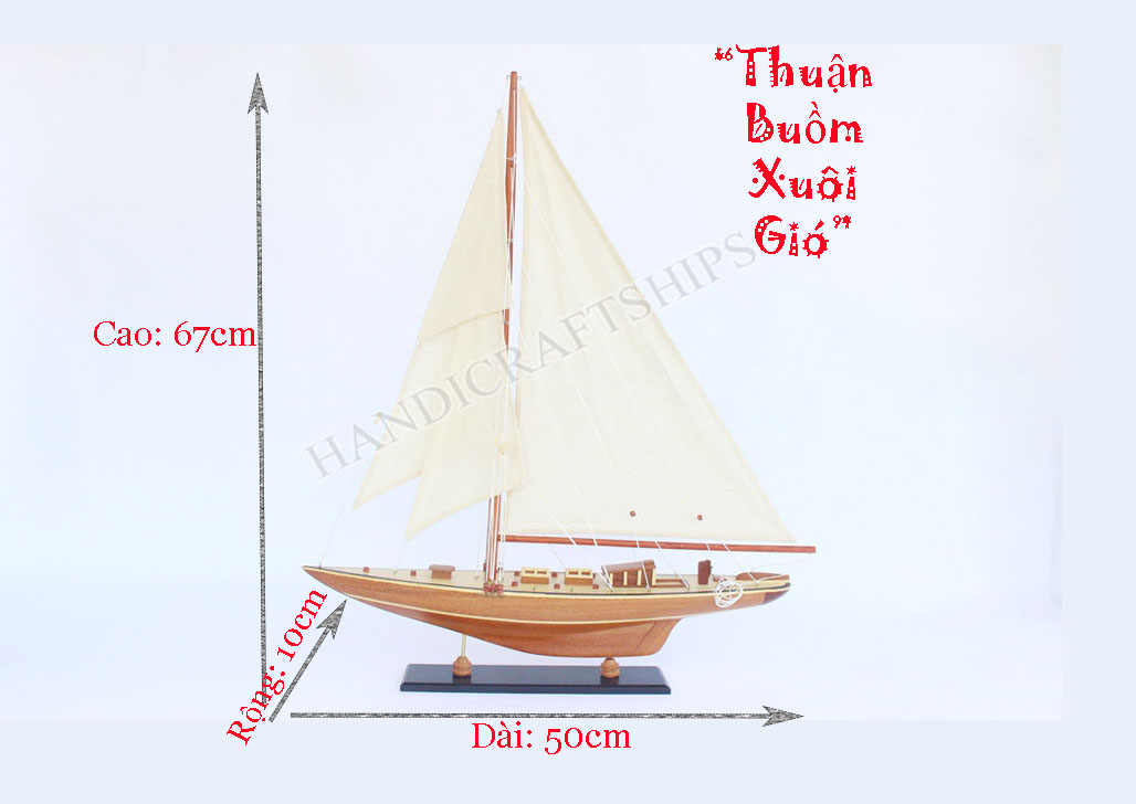 Mô hình thuyền gỗ phong thủy shamrock 50cm